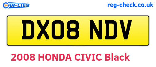 DX08NDV are the vehicle registration plates.