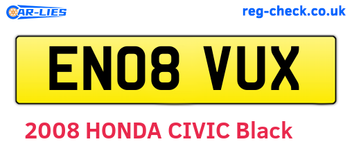 EN08VUX are the vehicle registration plates.