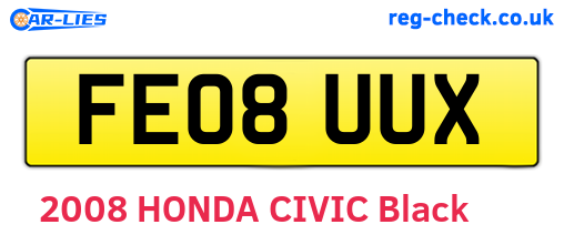 FE08UUX are the vehicle registration plates.