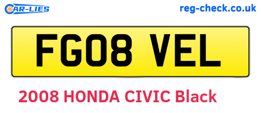 FG08VEL are the vehicle registration plates.