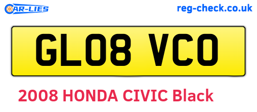 GL08VCO are the vehicle registration plates.