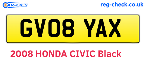 GV08YAX are the vehicle registration plates.