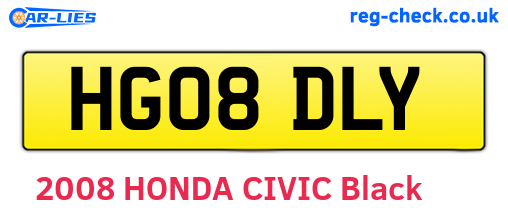 HG08DLY are the vehicle registration plates.