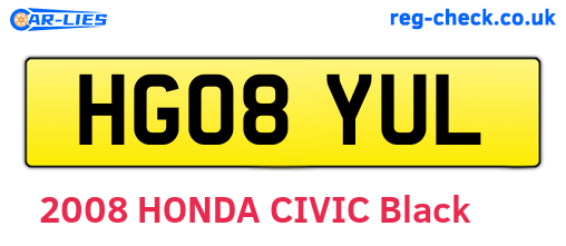 HG08YUL are the vehicle registration plates.