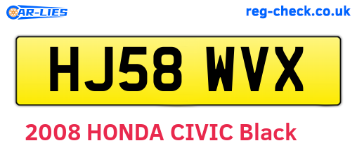 HJ58WVX are the vehicle registration plates.
