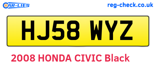 HJ58WYZ are the vehicle registration plates.