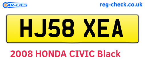 HJ58XEA are the vehicle registration plates.