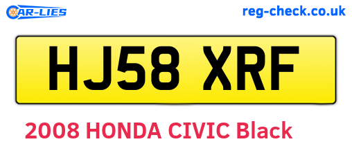 HJ58XRF are the vehicle registration plates.