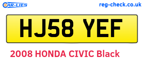 HJ58YEF are the vehicle registration plates.