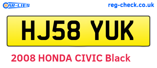 HJ58YUK are the vehicle registration plates.