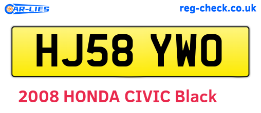 HJ58YWO are the vehicle registration plates.