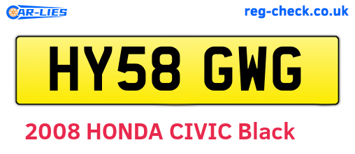 HY58GWG are the vehicle registration plates.