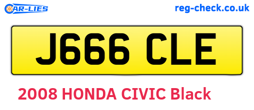 J666CLE are the vehicle registration plates.