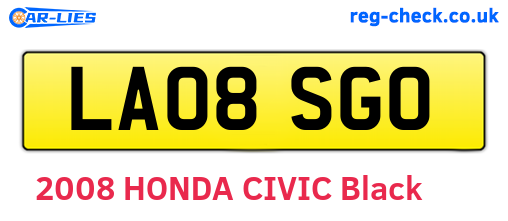LA08SGO are the vehicle registration plates.