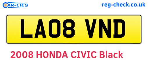 LA08VND are the vehicle registration plates.