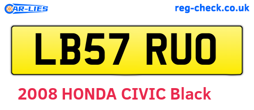 LB57RUO are the vehicle registration plates.