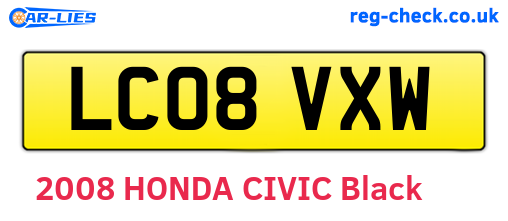 LC08VXW are the vehicle registration plates.