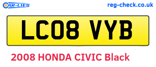 LC08VYB are the vehicle registration plates.