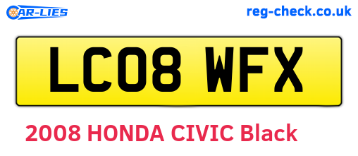 LC08WFX are the vehicle registration plates.