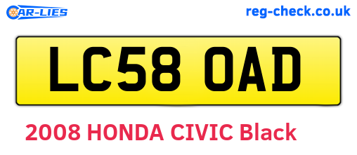 LC58OAD are the vehicle registration plates.