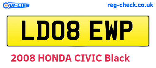 LD08EWP are the vehicle registration plates.