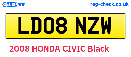LD08NZW are the vehicle registration plates.