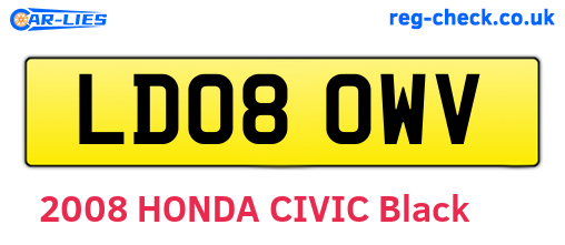 LD08OWV are the vehicle registration plates.
