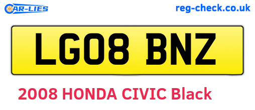 LG08BNZ are the vehicle registration plates.