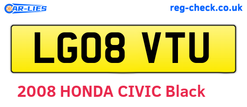 LG08VTU are the vehicle registration plates.