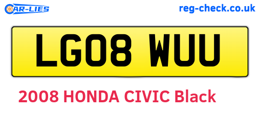 LG08WUU are the vehicle registration plates.