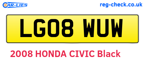 LG08WUW are the vehicle registration plates.