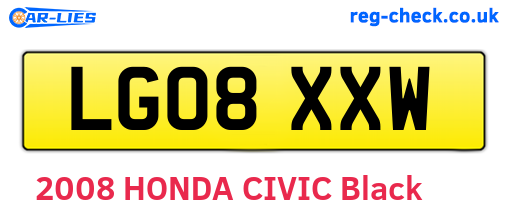 LG08XXW are the vehicle registration plates.