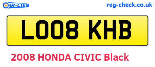 LO08KHB are the vehicle registration plates.
