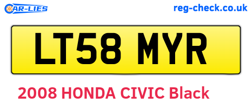 LT58MYR are the vehicle registration plates.