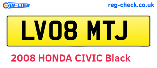 LV08MTJ are the vehicle registration plates.