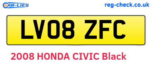 LV08ZFC are the vehicle registration plates.