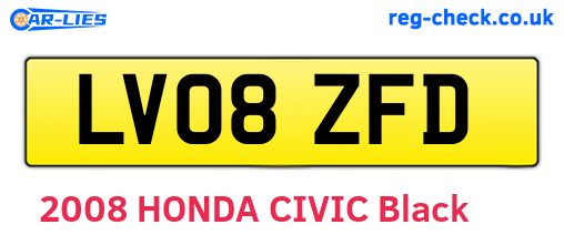 LV08ZFD are the vehicle registration plates.