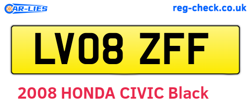 LV08ZFF are the vehicle registration plates.