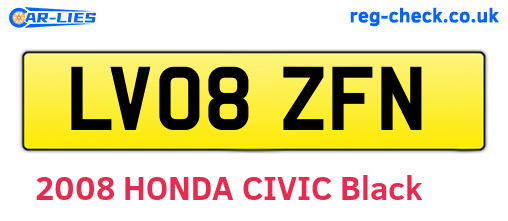 LV08ZFN are the vehicle registration plates.