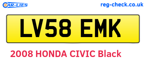 LV58EMK are the vehicle registration plates.