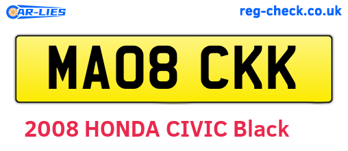 MA08CKK are the vehicle registration plates.