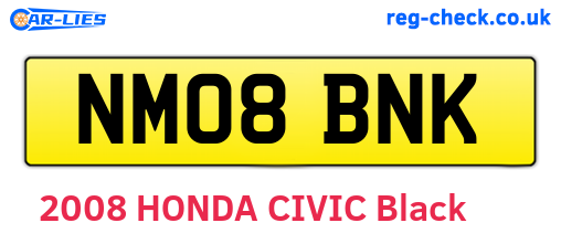 NM08BNK are the vehicle registration plates.