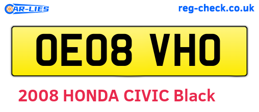 OE08VHO are the vehicle registration plates.