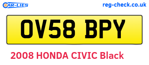 OV58BPY are the vehicle registration plates.