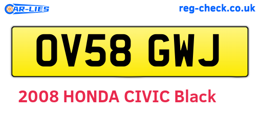 OV58GWJ are the vehicle registration plates.