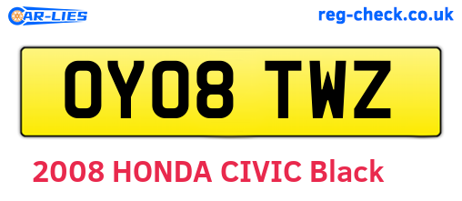 OY08TWZ are the vehicle registration plates.