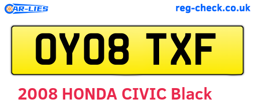 OY08TXF are the vehicle registration plates.