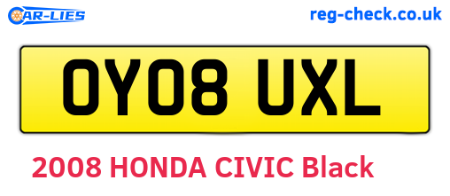 OY08UXL are the vehicle registration plates.