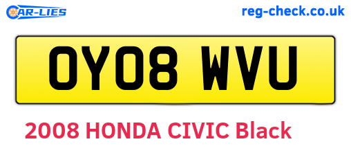 OY08WVU are the vehicle registration plates.