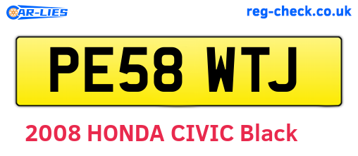 PE58WTJ are the vehicle registration plates.